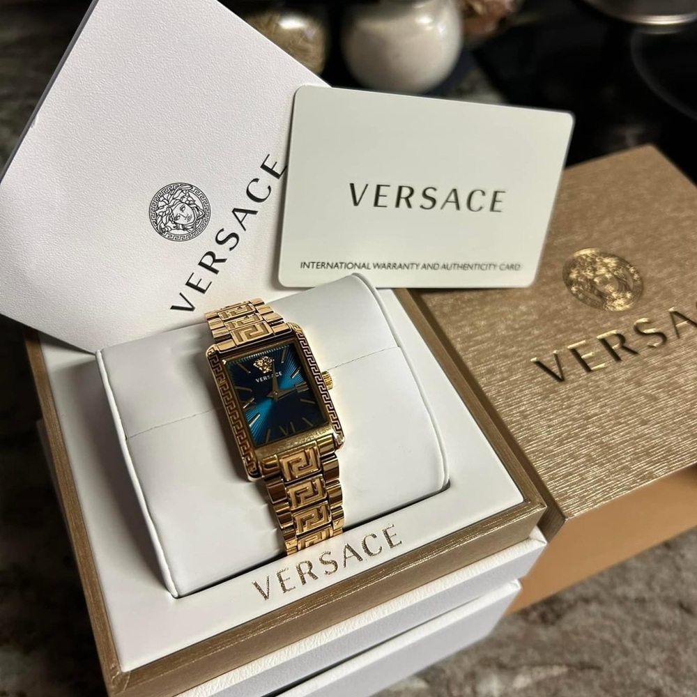 Versace Watch with Gold Band and Blue Dial